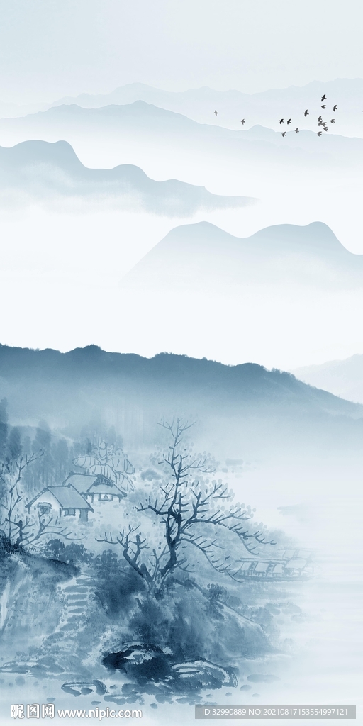 高档意境玄关山水 TIF分层