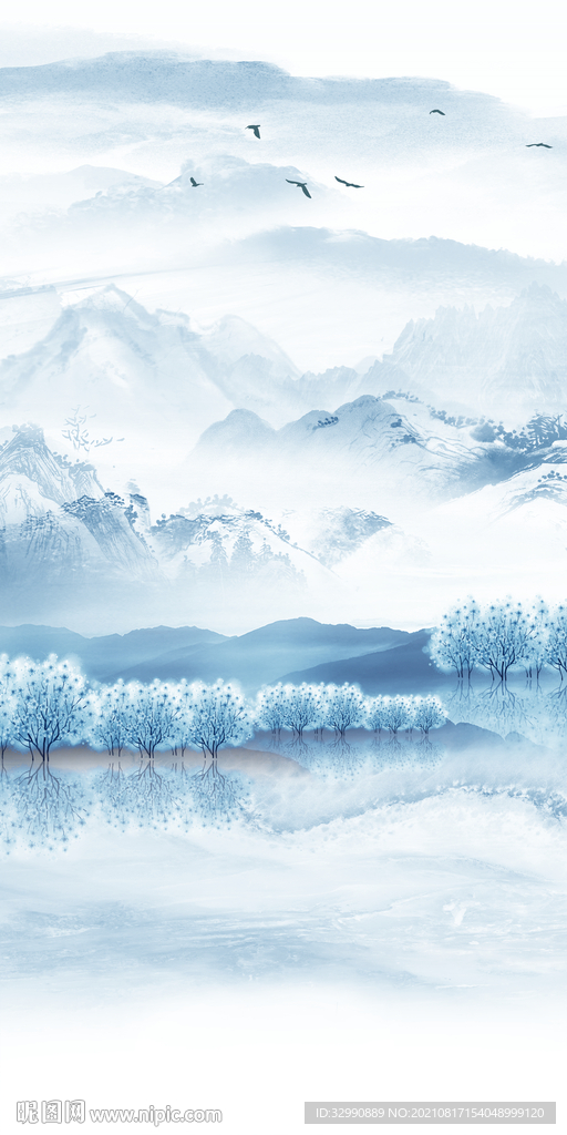 新中式意境玄关山水 TIF分层