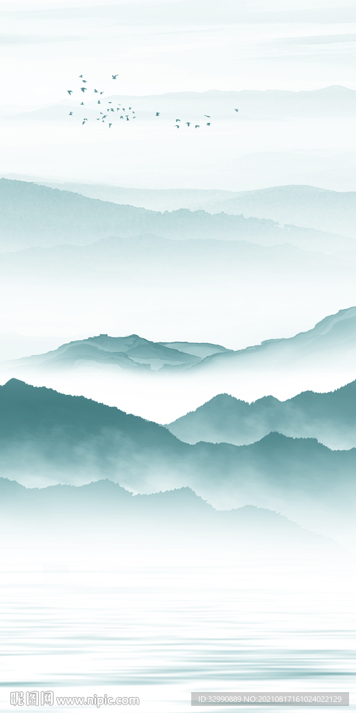 背景墙玄关山水 TIF 分层画