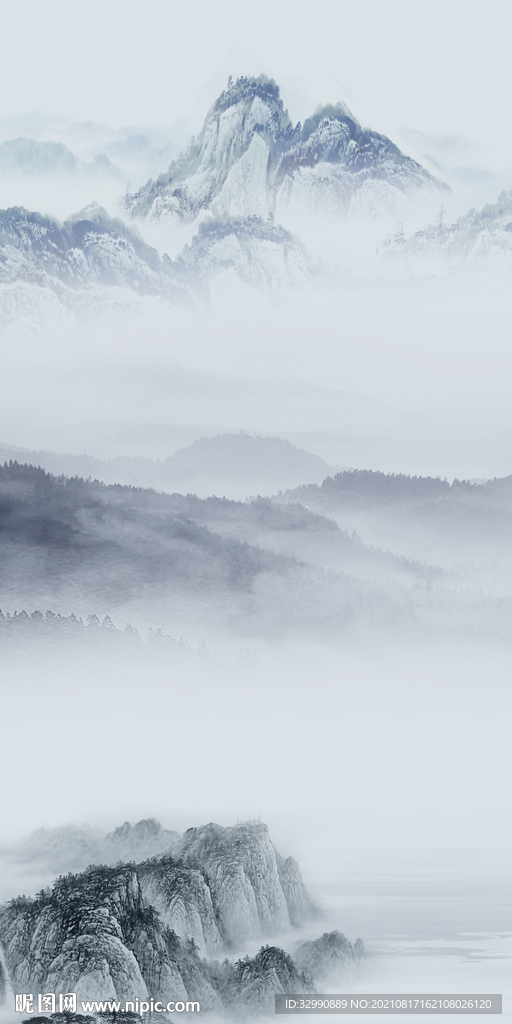 意境玄关山水 TIF 分层画