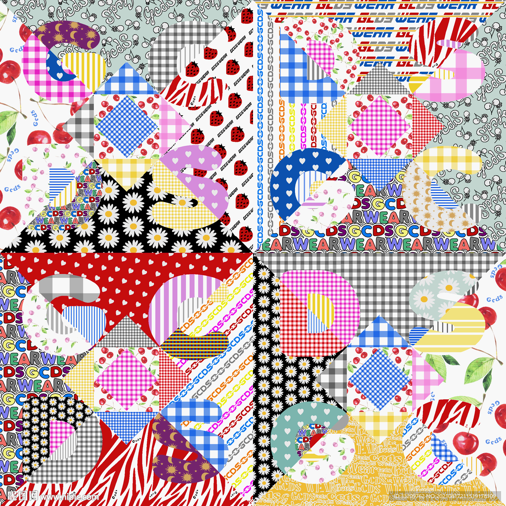 小碎花 格子 花朵 树木 