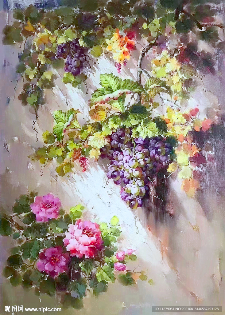 葡萄油画装饰画