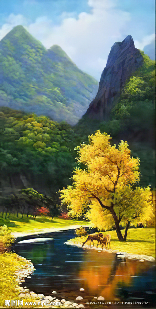 油画风景山水玄关