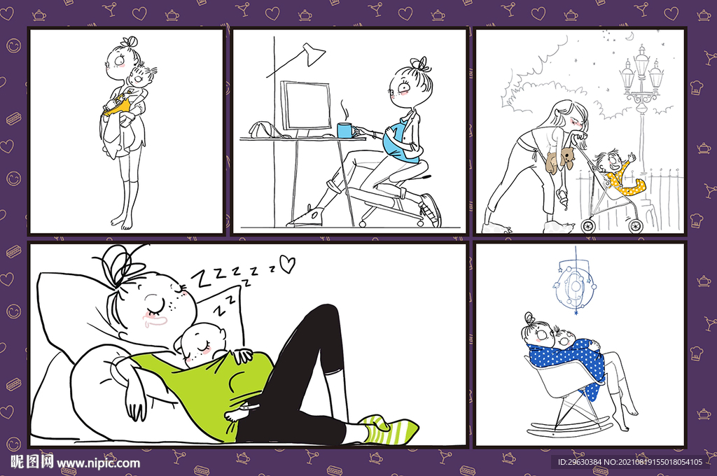 矢量手绘亲子漫画