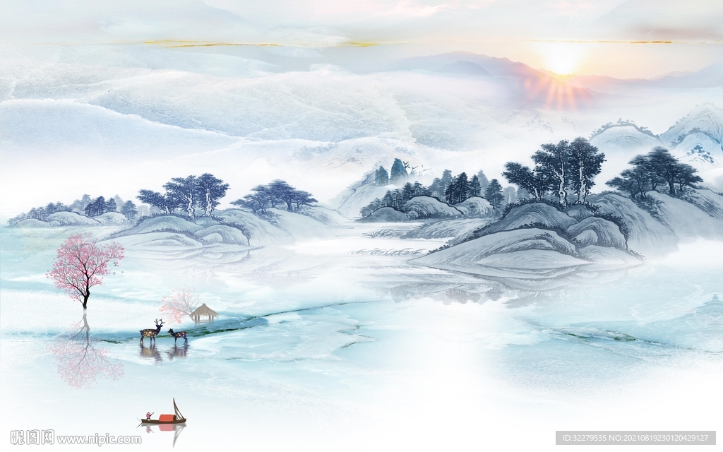 新款客厅意境山水 TIF分层