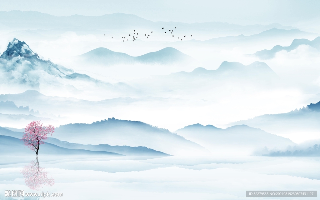 高档客厅意境山水 TIF分层