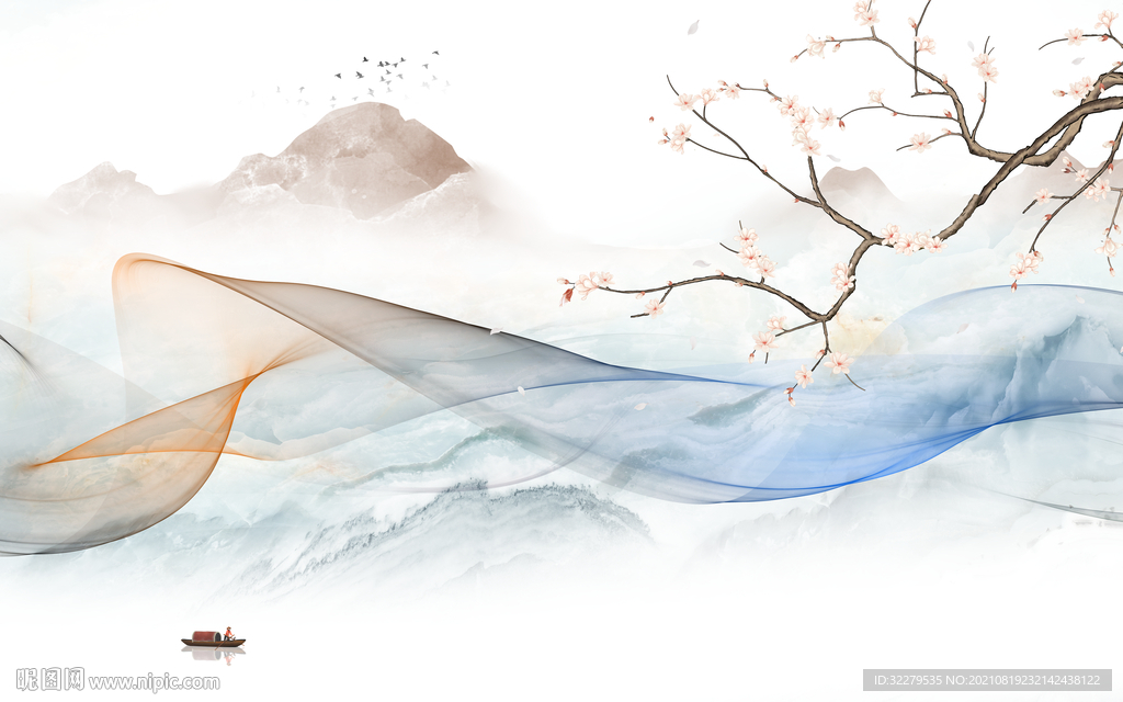 大气 客厅意境山水 TIF分层