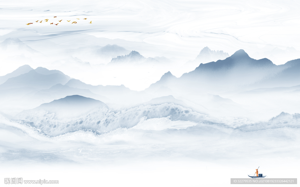 现代 客厅意境山水 TIF分层