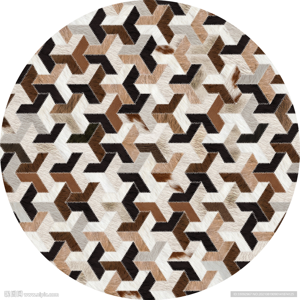 毛皮纹理圆形地毯