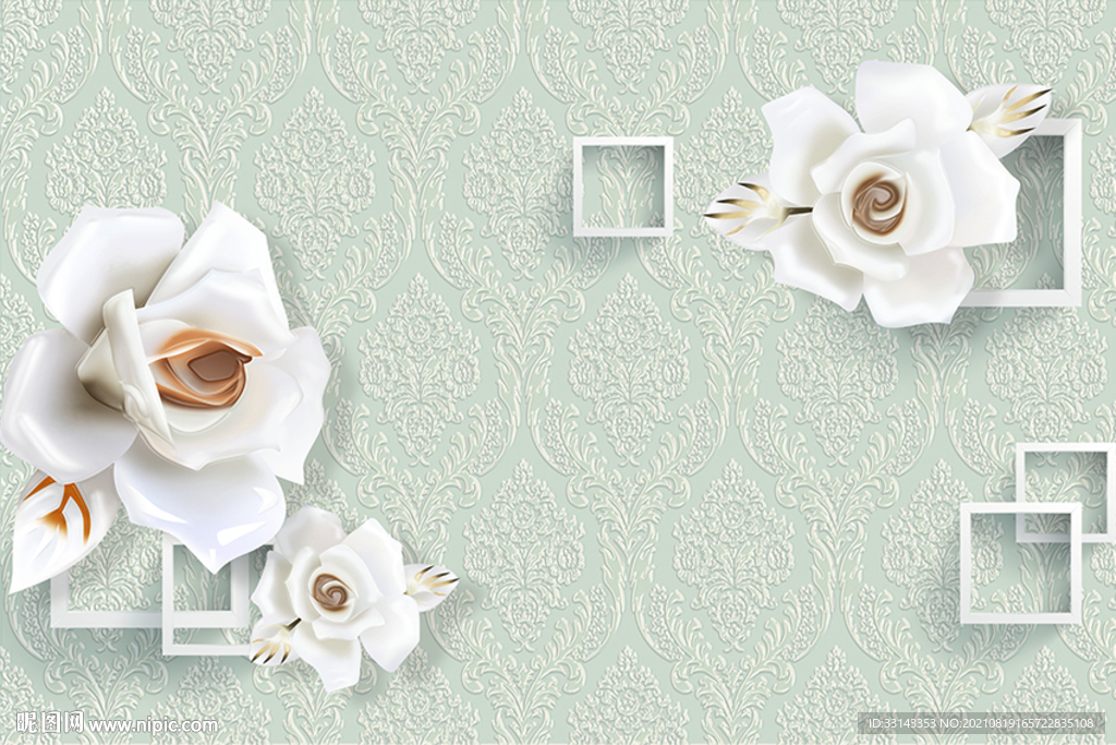 简约欧式玫瑰花纹背景墙