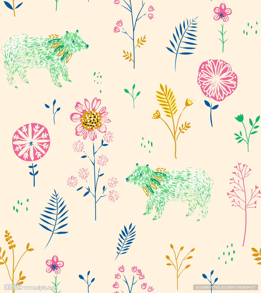 数码印花 大牌 复古小花 