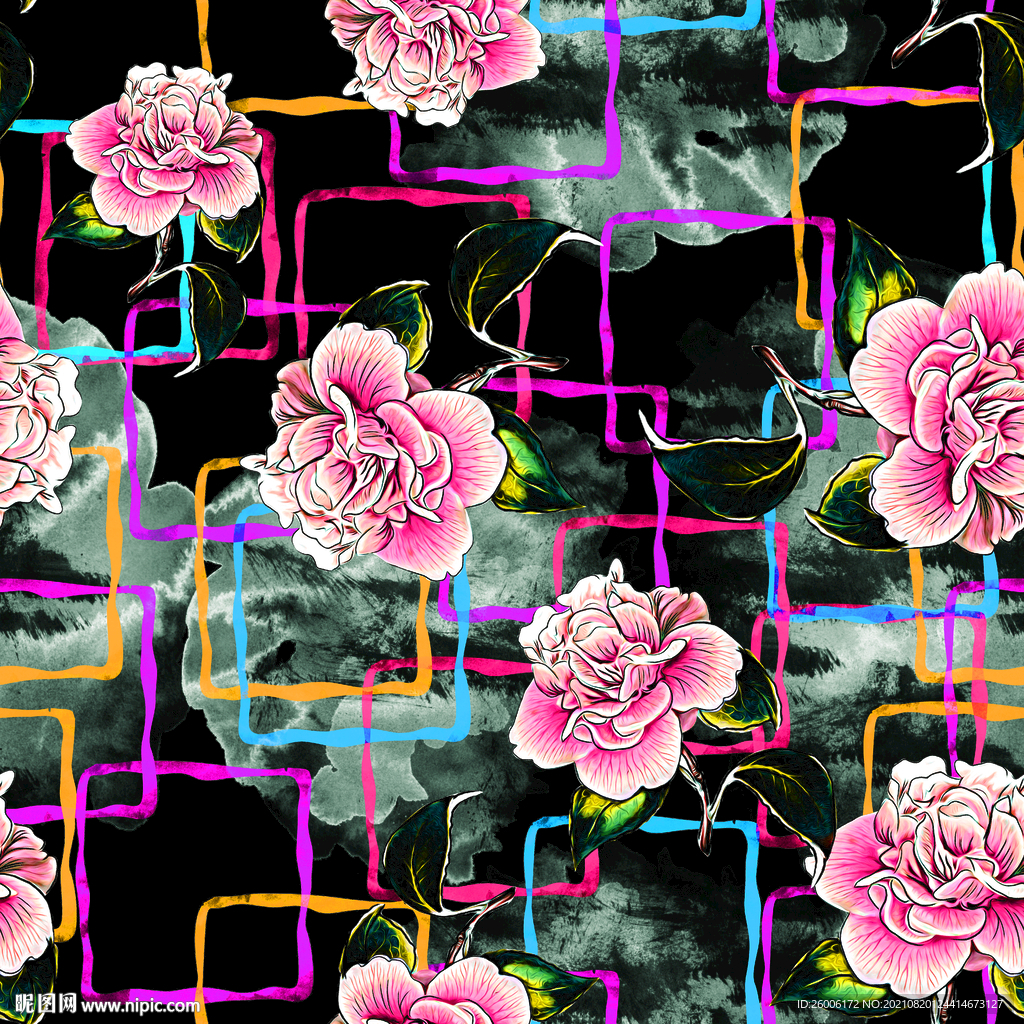 数码印花 大牌 复古小花 