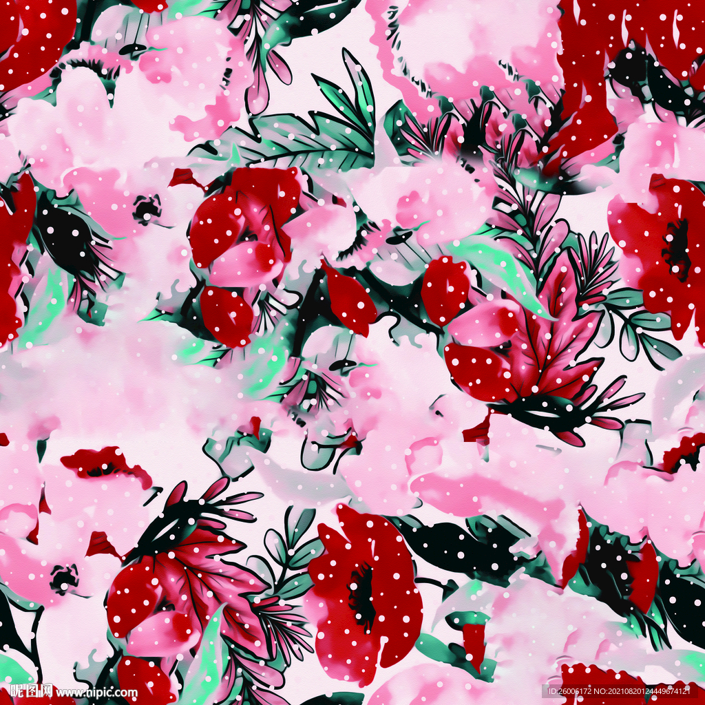 数码印花 大牌 复古小花 