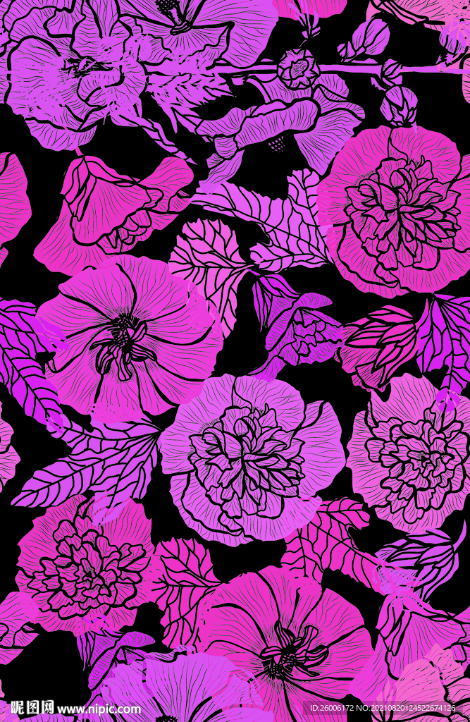 数码印花 大牌 复古花 