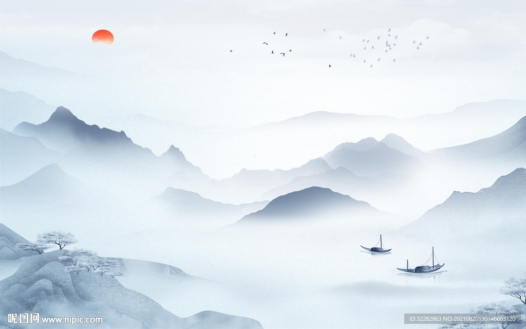 现代 高清客厅山水 TIF分层