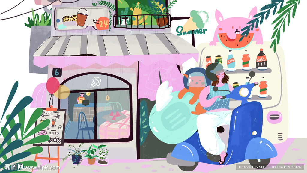 小女孩骑电动车