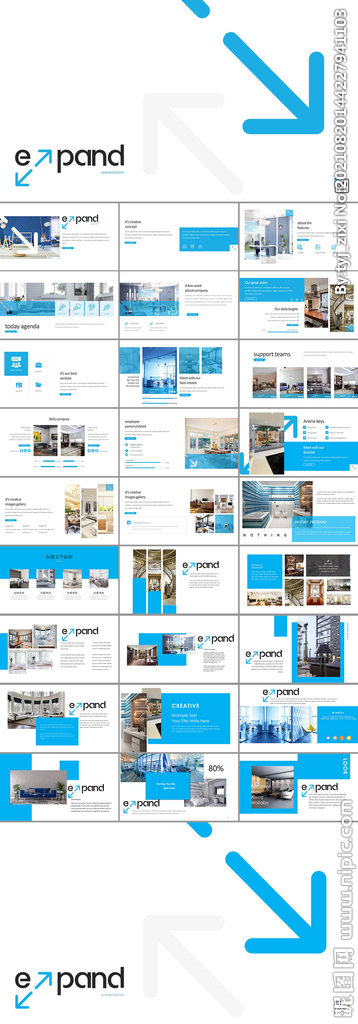 蓝色室内设计PPT