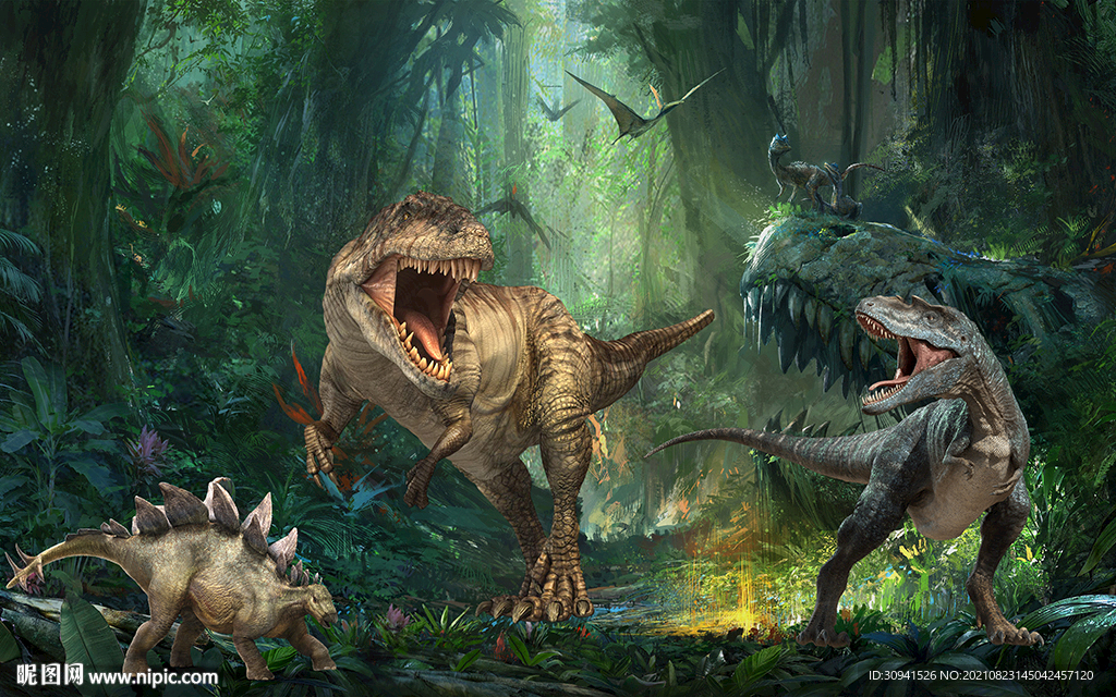 3d侏罗纪恐龙背景墙