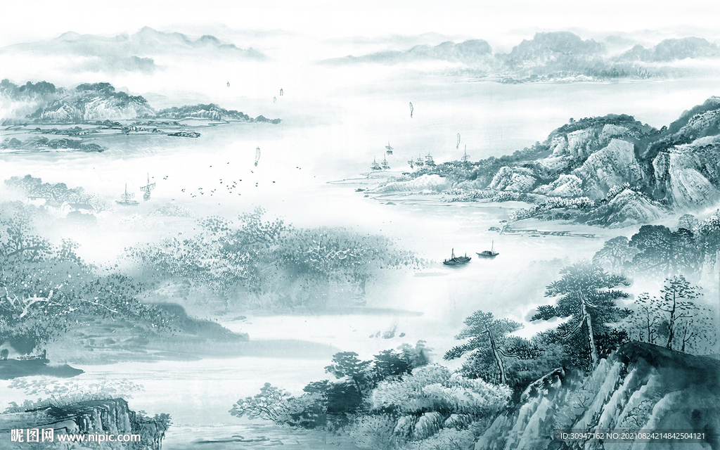 最新客厅山水图 TIF分层画