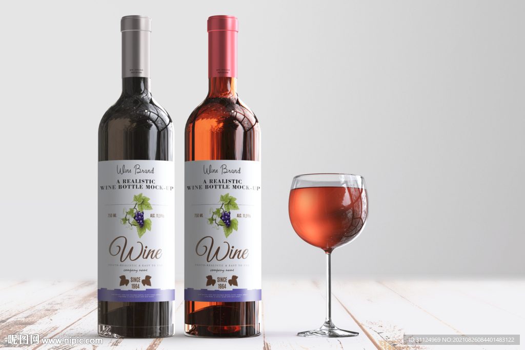写实干红红酒洋酒包装样机模型