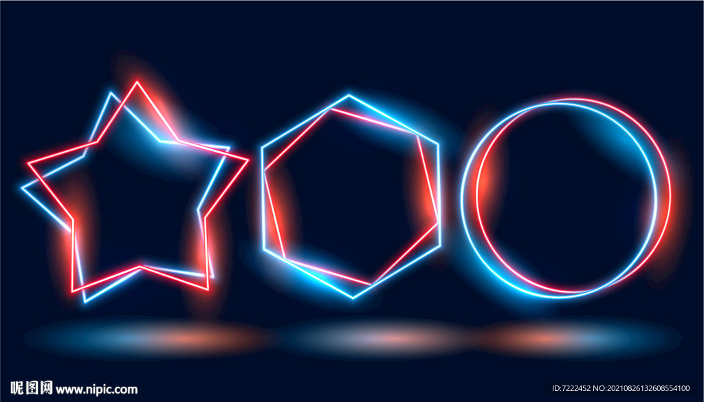 三个霓虹灯几何形状