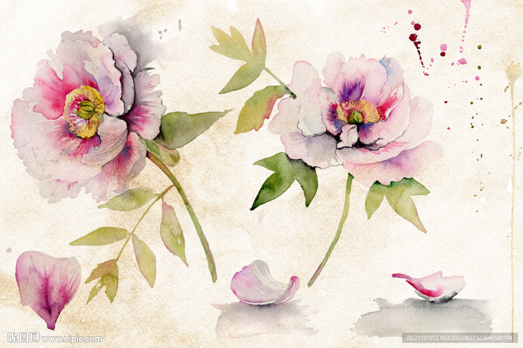 手绘花复古怀旧花朵壁纸欧式壁画