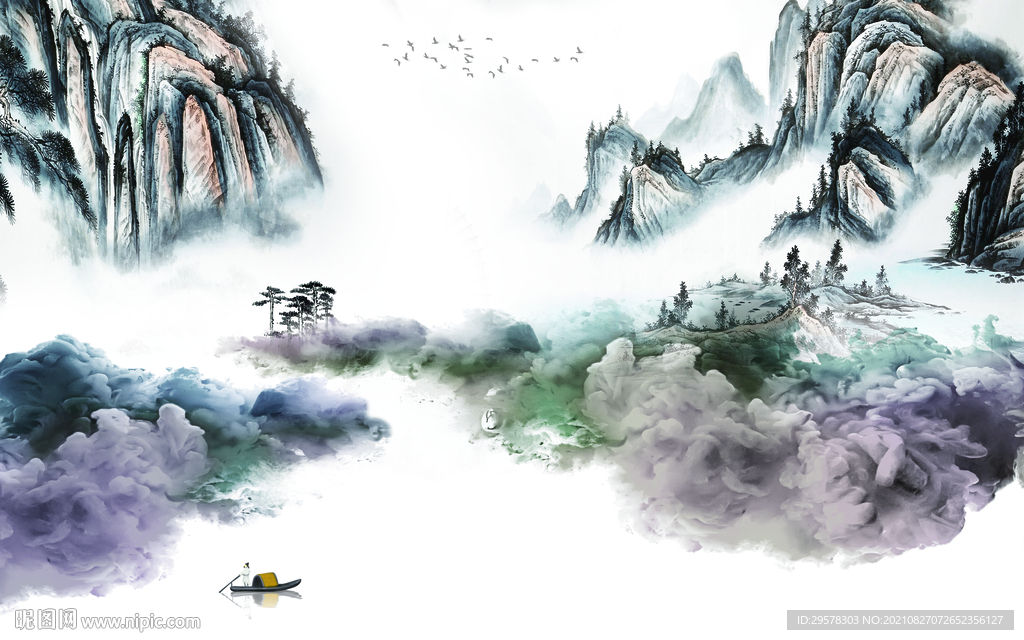 中式高雅山水 TIF文件分层