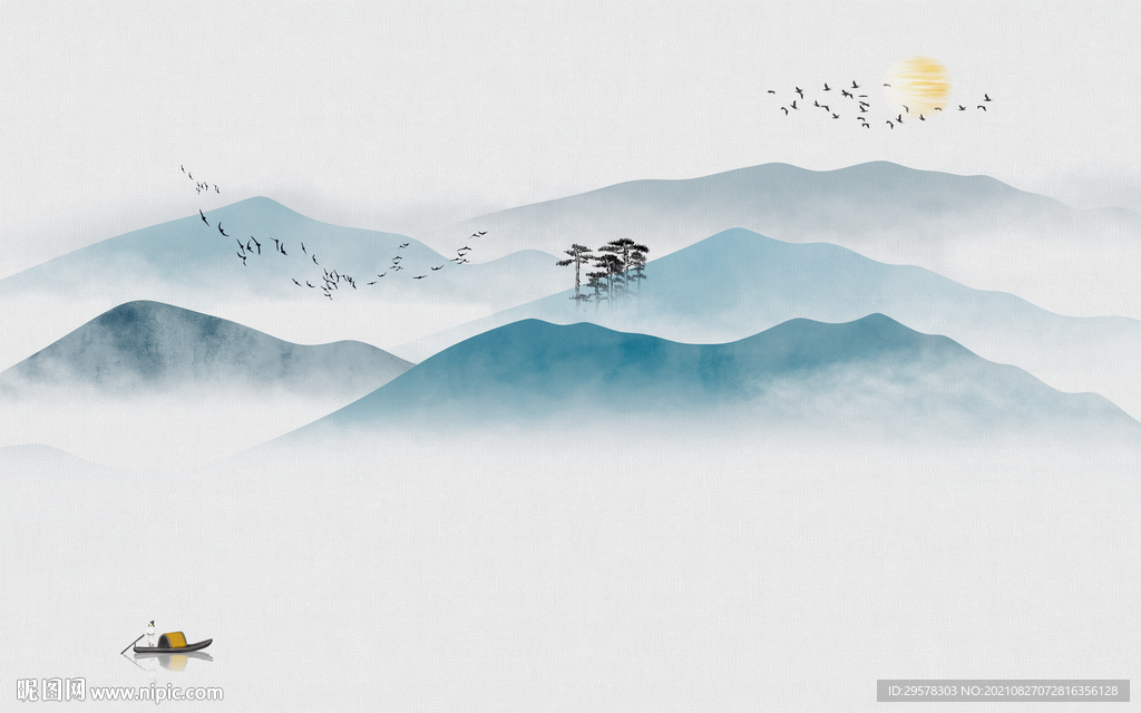 简约高雅山水 TIF文件分层