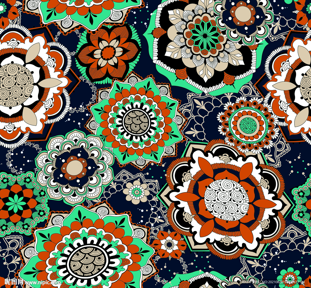 腰果花 数码印花图片 扎染 