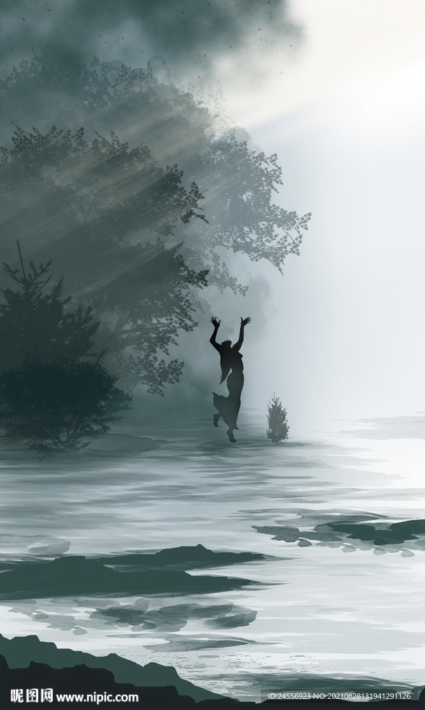 水彩画风景画水墨画山水画