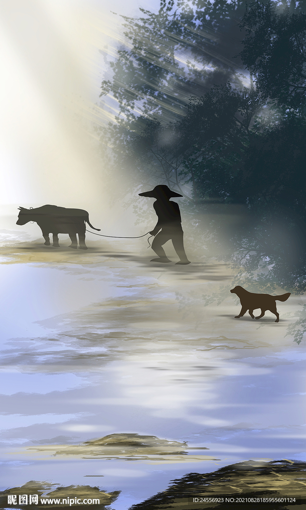 水彩画风景画水墨画山水画