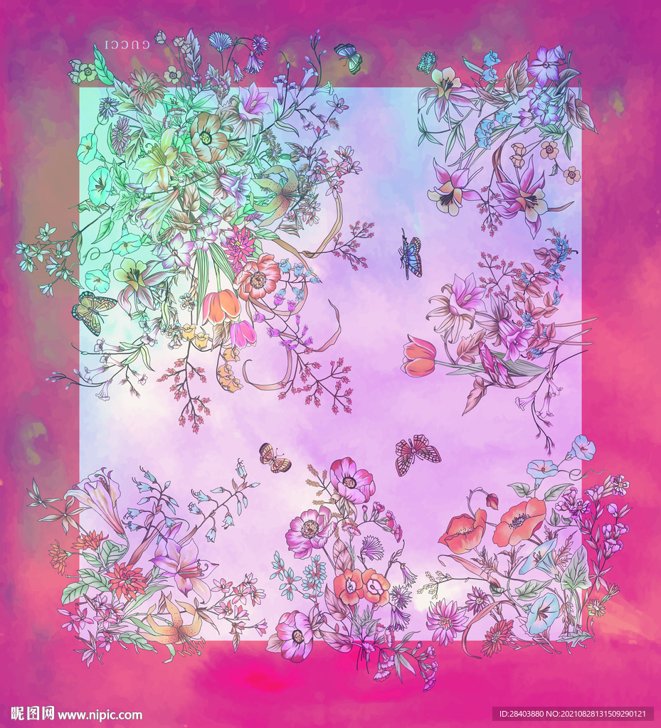 大牌  方巾 数码印花