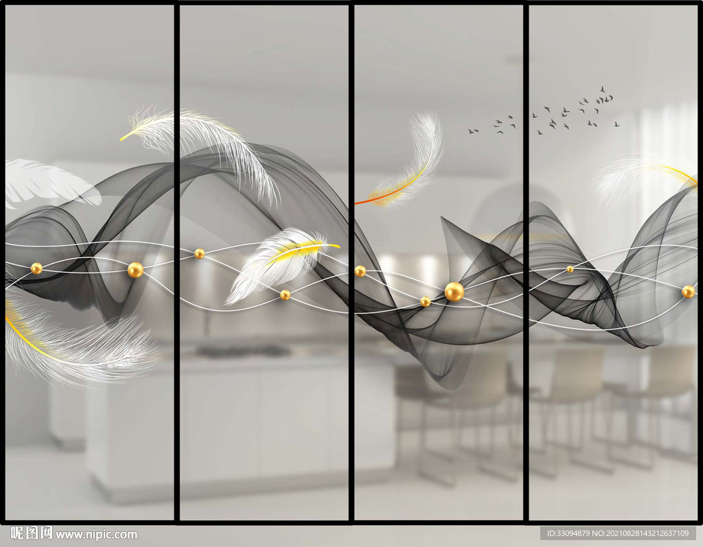 高清分层彩白彩推拉门写真图