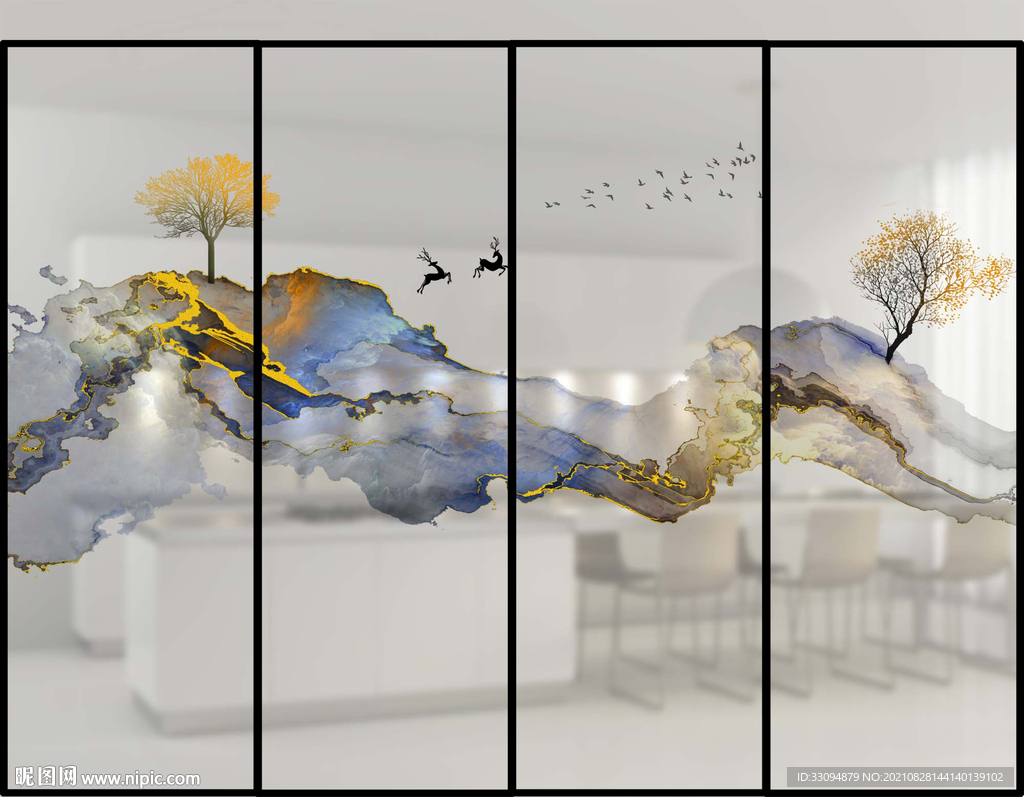 高清分层彩白彩推拉门写真图