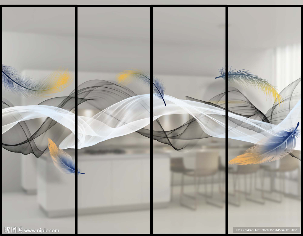 高清分层彩白彩推拉门写真图