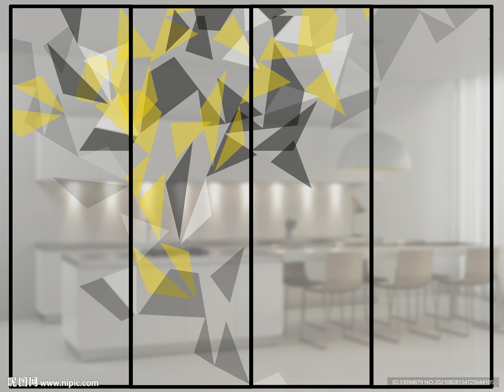 高清分层彩白彩推拉门写真图