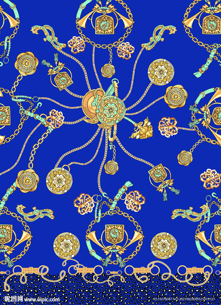 大牌 链条 数码印花 豹纹