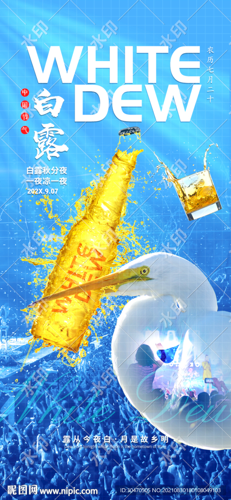 房地产酒吧节气白露海报图片