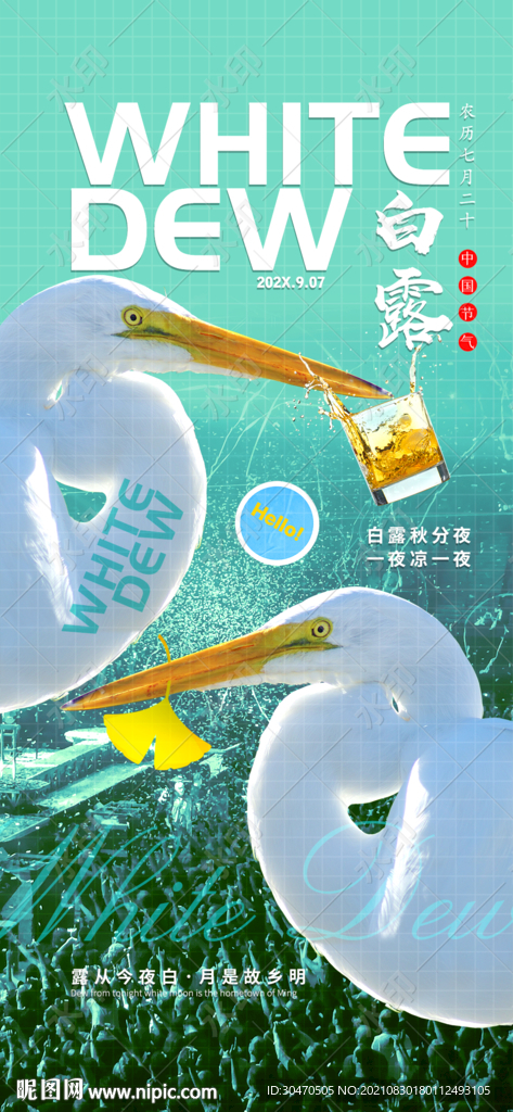 房地产酒吧节气白露海报图片