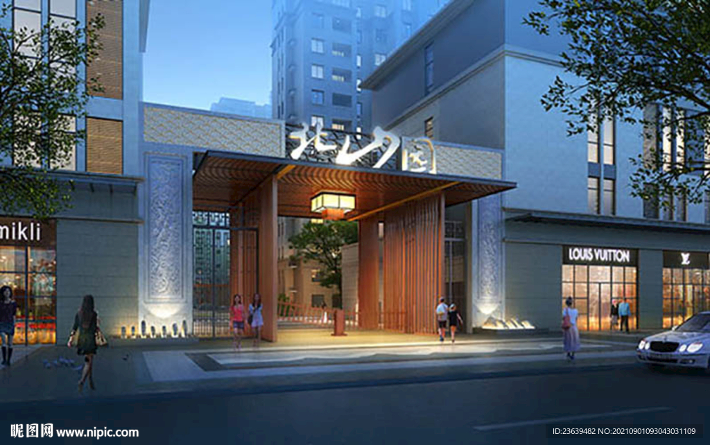 新中式入口 门头设计效果图