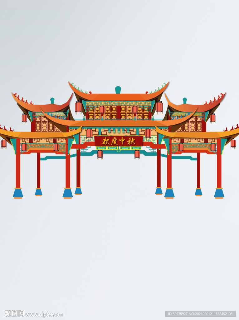 中秋节商超节日拱门门头地贴