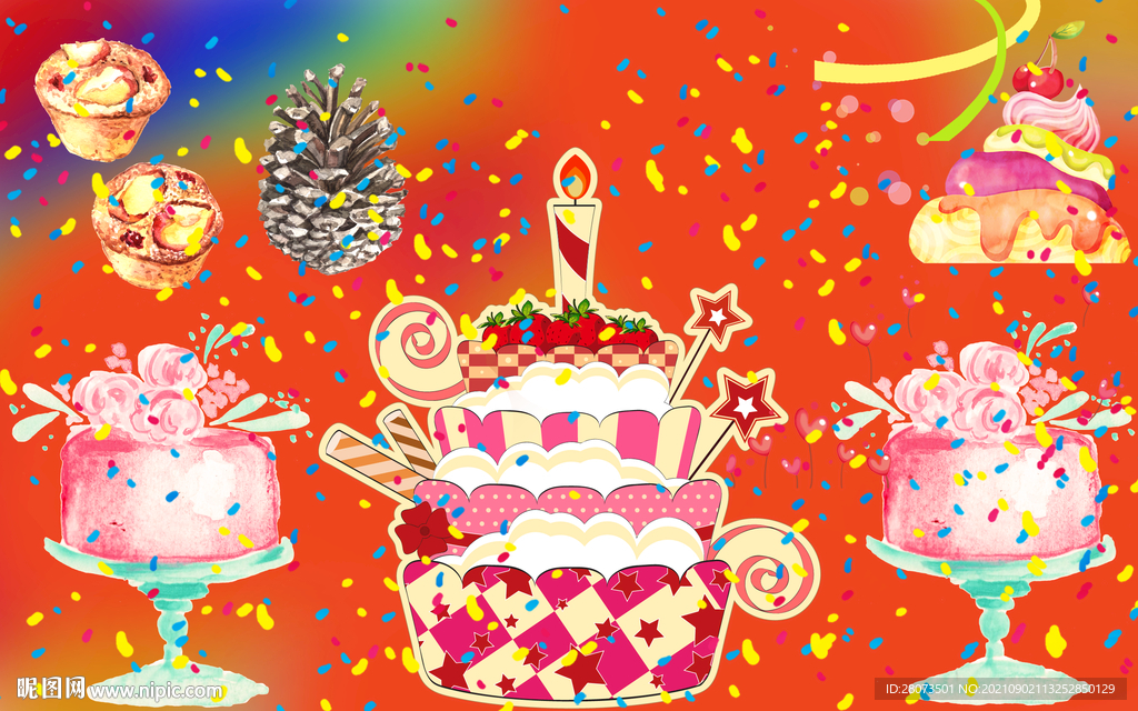 新款爱温馨糖果蛋糕背景墙装饰画