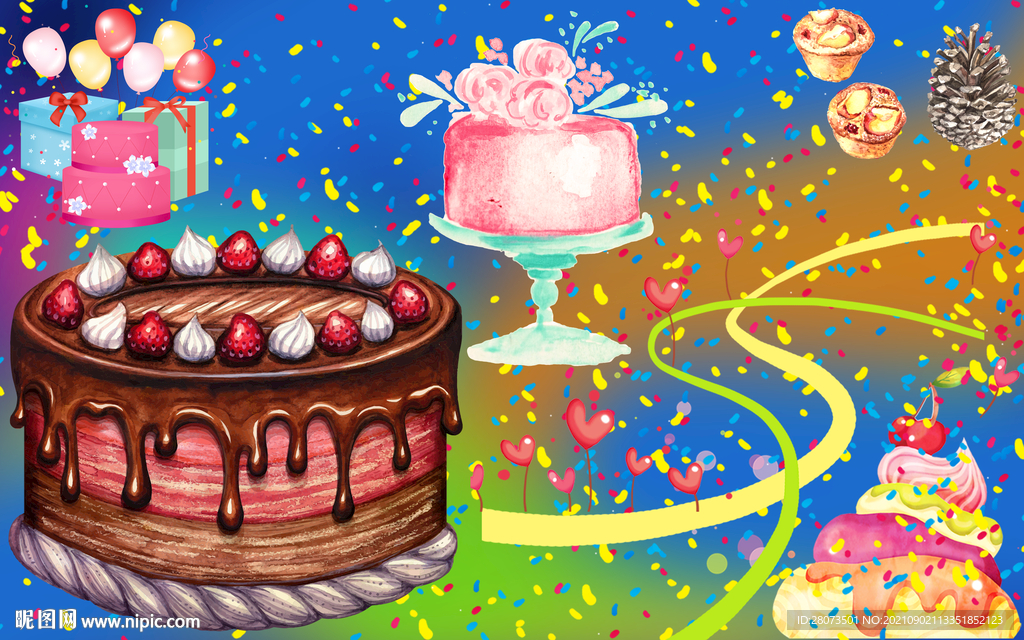 新款爱温馨糖果蛋糕背景墙装饰画