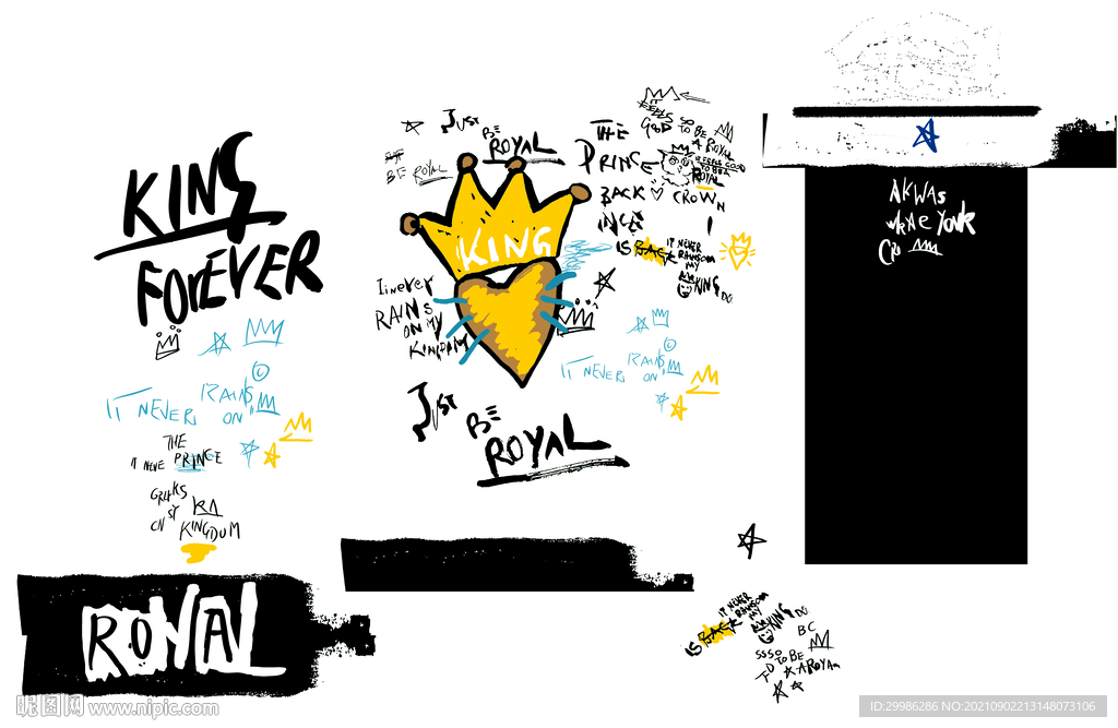 涂鸦 皇冠 爱心 字母