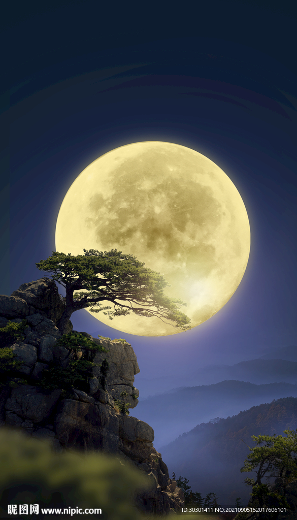 中秋圆月海报团圆背景