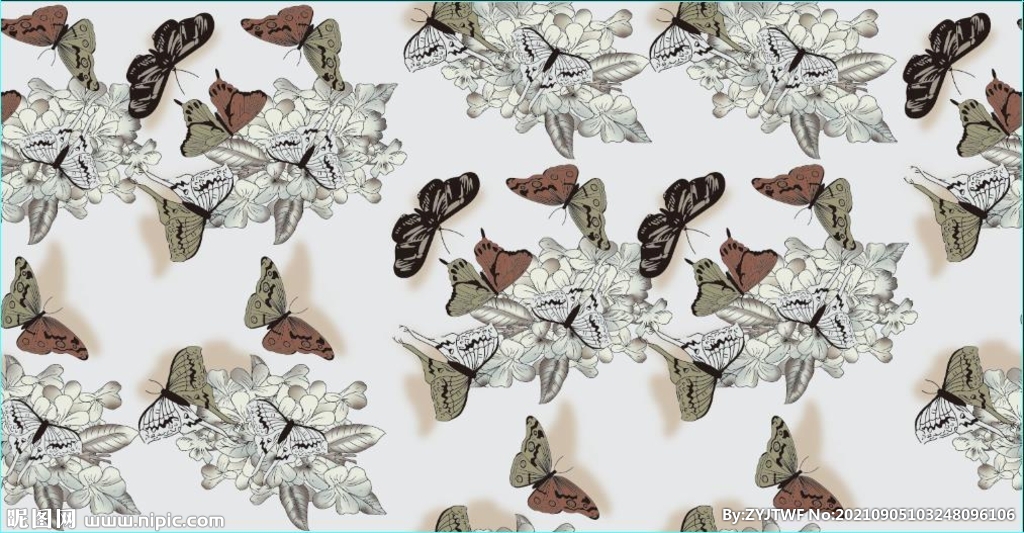 大牌手绘蝴蝶花