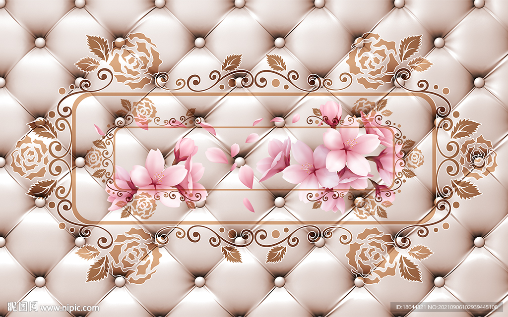 欧式花纹花朵电视背景墙