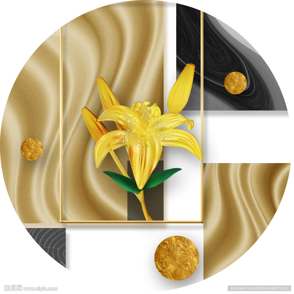 装饰画 抽象画 百合花