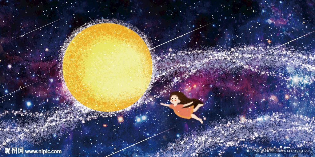 晶瓷画 抽象画 星空小女孩