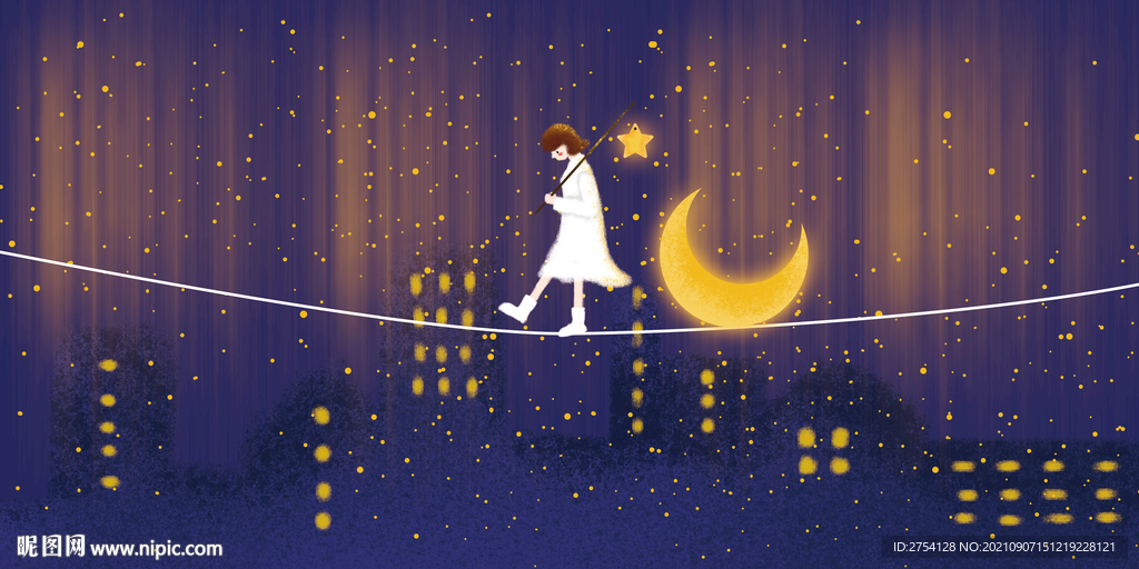 晶瓷画 抽象画 星空夜晚 女孩